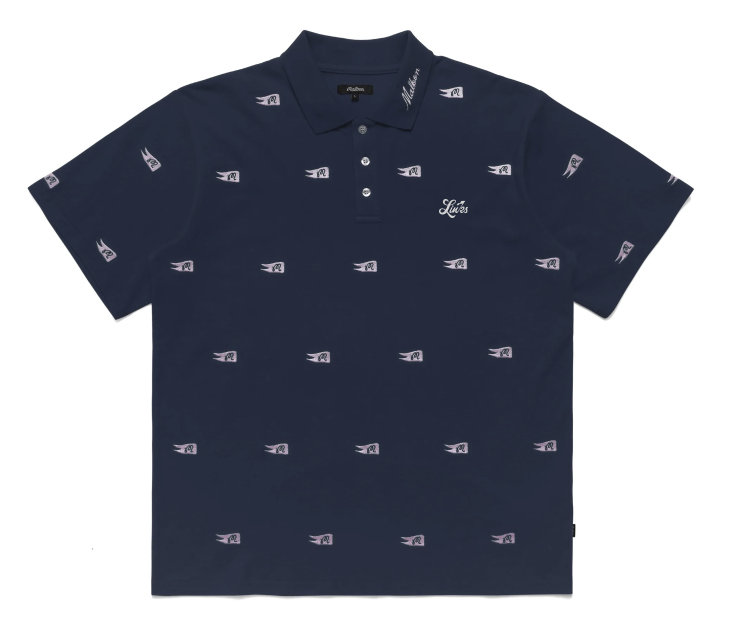 Malbon x Links - Winston Flag Pique Polo - Navy
