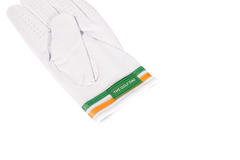 North Coast Golf Glove - White with Yellow/Green Stripes and Green Logo